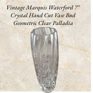 Vintage Marquis Waterford 7" Crystal Hand Cut Vase Bud Geometric Clear Palladia